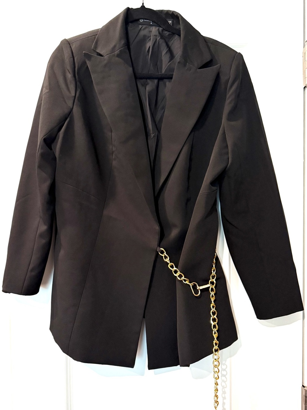 Fashion to Figure Black Blazer with Gold Chain Detail